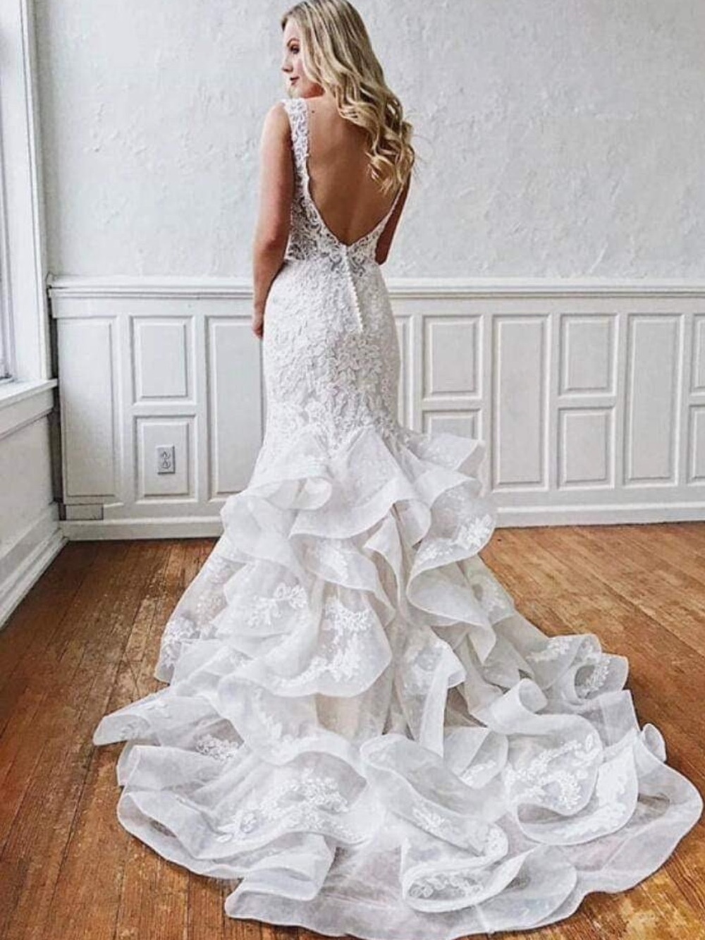 Lace Mermaid Bridal Gown in White